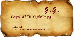 Gogolák György névjegykártya